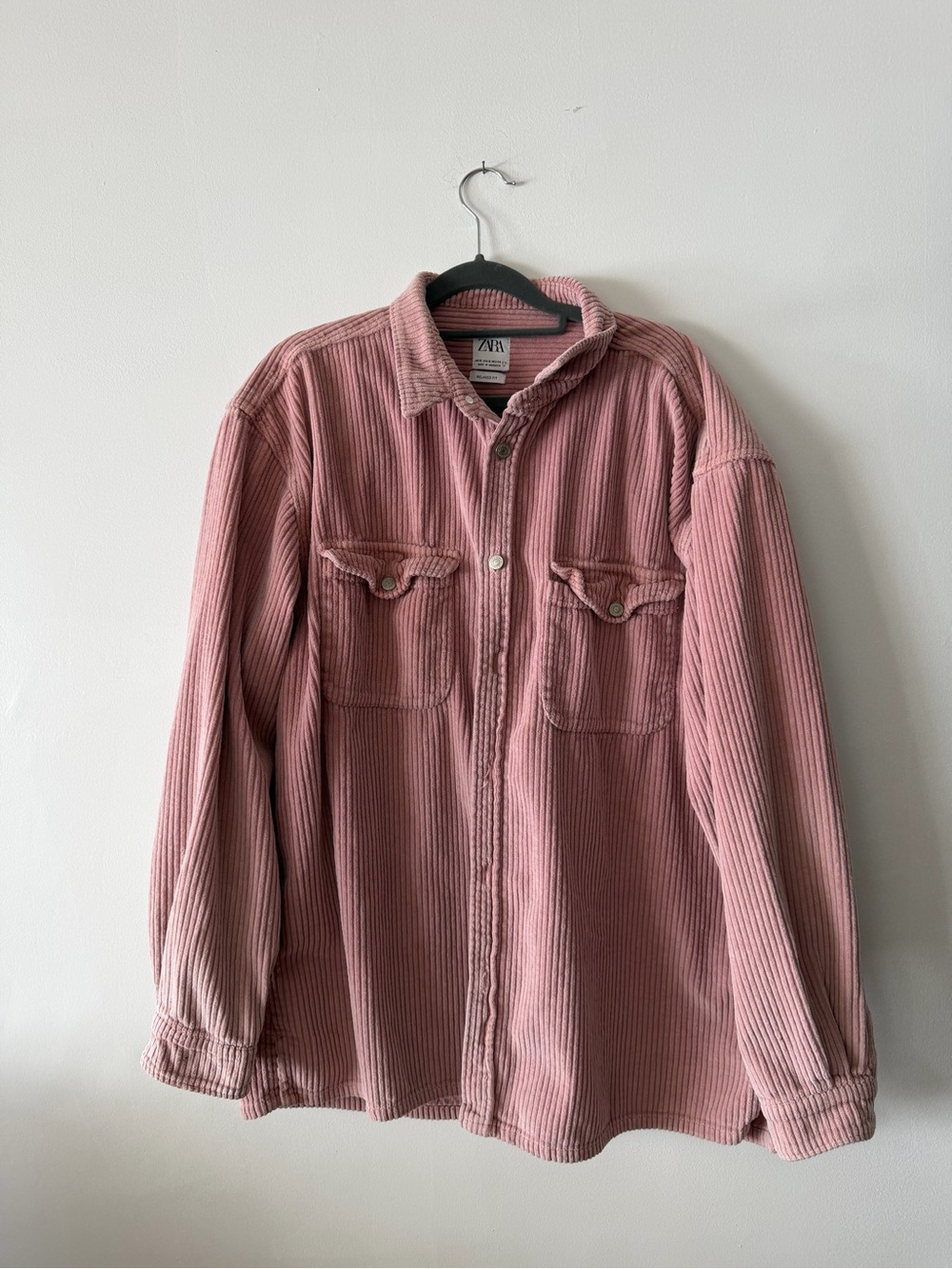 Zara Women’s Dusty Rose Corduroy Shirt Jacket Oversized Shacket XL